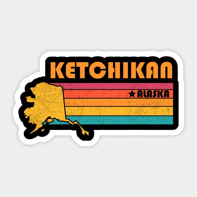 Ketchikan Alaska Vintage Distressed Souvenir Sticker by NickDezArts